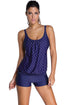 Sexy Navy Layered-Style Tankini with Swim Trunks